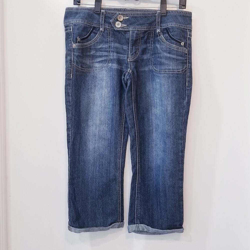 ✨️ Candie's Blue Ladies Size 5 Distressed Jean Capris Pants - Picture 6 of 11
